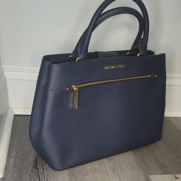 Michael Kors Blue Satchel with Gold Accents - Picture 2 of 13